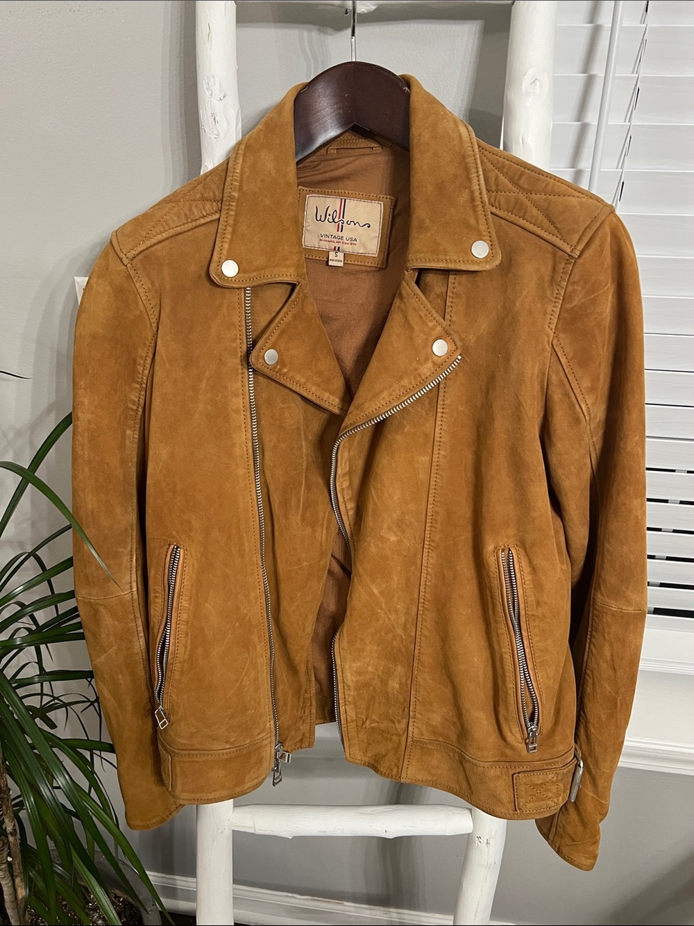 Wilsons Leather Tan Suede Bomber Jacket